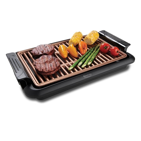 Indoor Smokeless Grill, 10 X 15 Inch Copper Coated Nonstick Cooking Surface